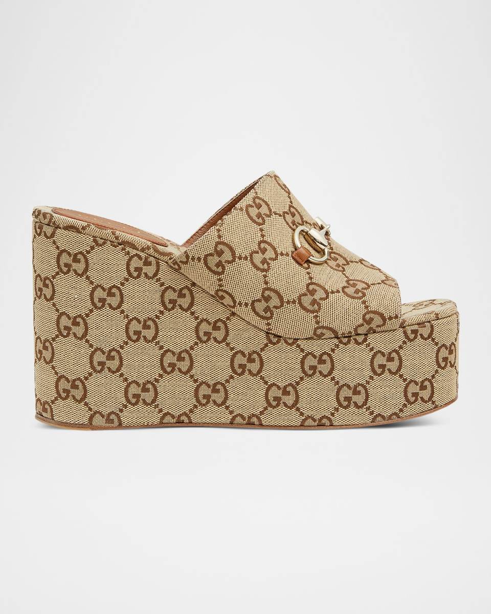 Carmen GG Canvas Platform Wedge Sandals